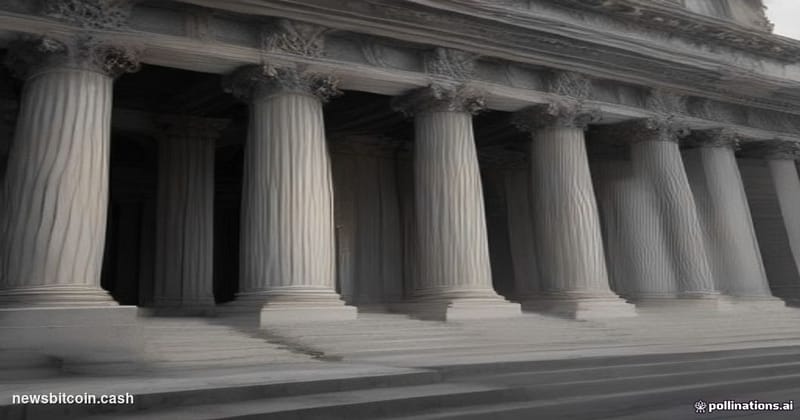 Cinematic photorealistic editorial photograph of the United States Supreme Court building in Washington D.C. at dusk, shot fr