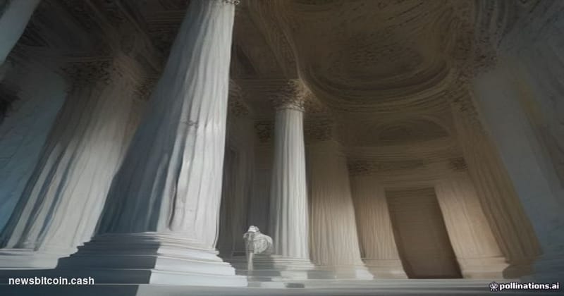 Cinematic photorealistic editorial photograph of the United States Supreme Court building in Washington D.C. at dawn, shot fr