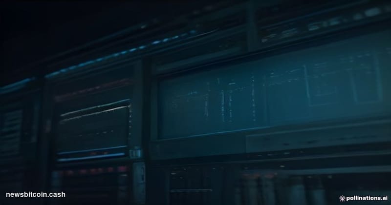 A cinematic photorealistic editorial photograph of a server infrastructure environment rendered in dramatic side-lighting, wi