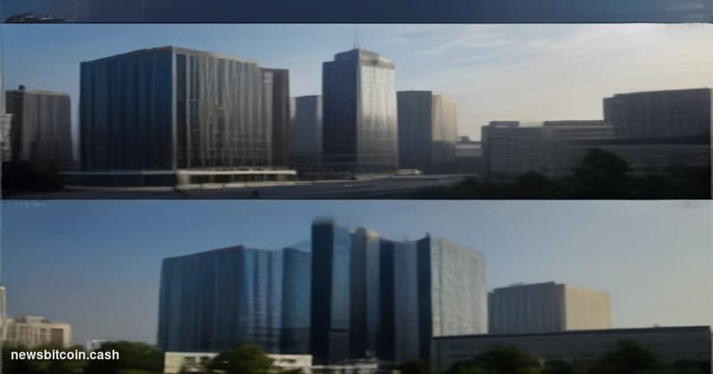 A cinematic photorealistic editorial photograph depicting three towering central bank headquarters viewed in dramatic triptyc