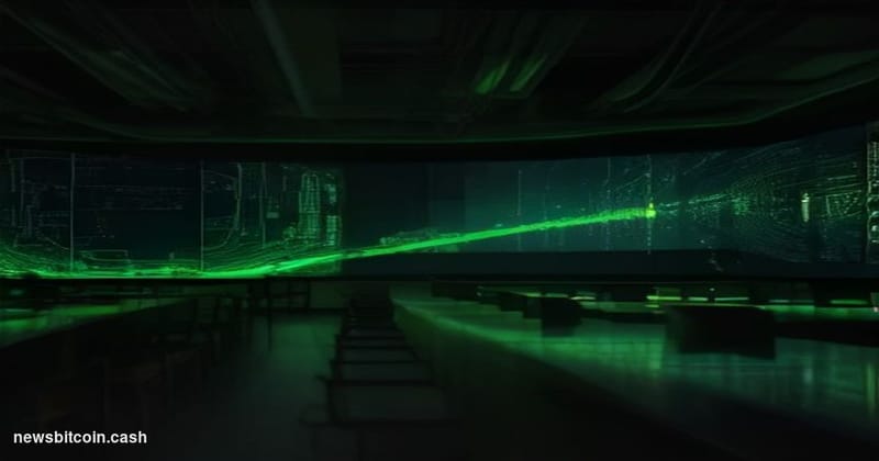 Cinematic photorealistic editorial photograph of a dimly lit trading floor environment where three large vertical LED screens