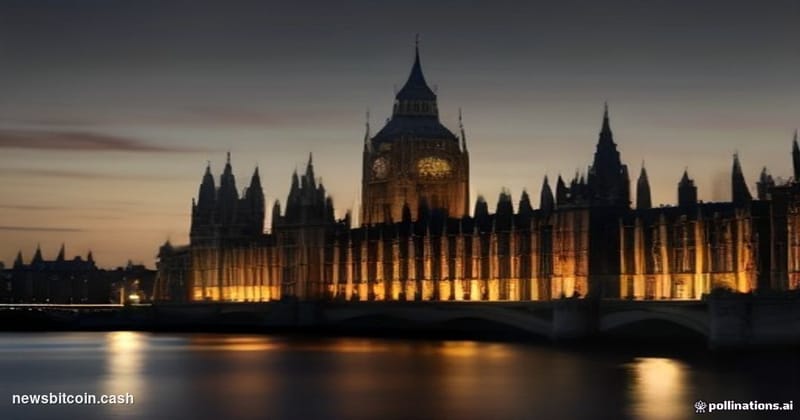Cinematic photorealistic editorial photograph of the Houses of Parliament in London — the Palace of Westminster's iconic Goth