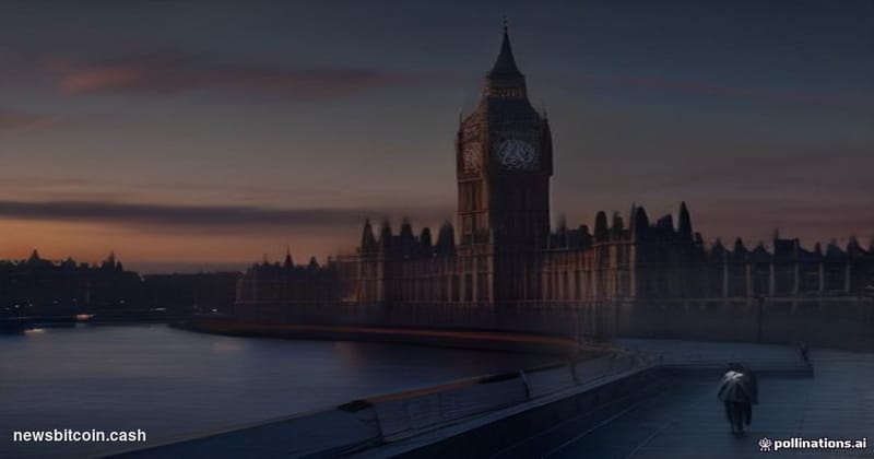 Cinematic photorealistic editorial photograph of the Palace of Westminster at dusk, the iconic Elizabeth Tower (Big Ben) risi