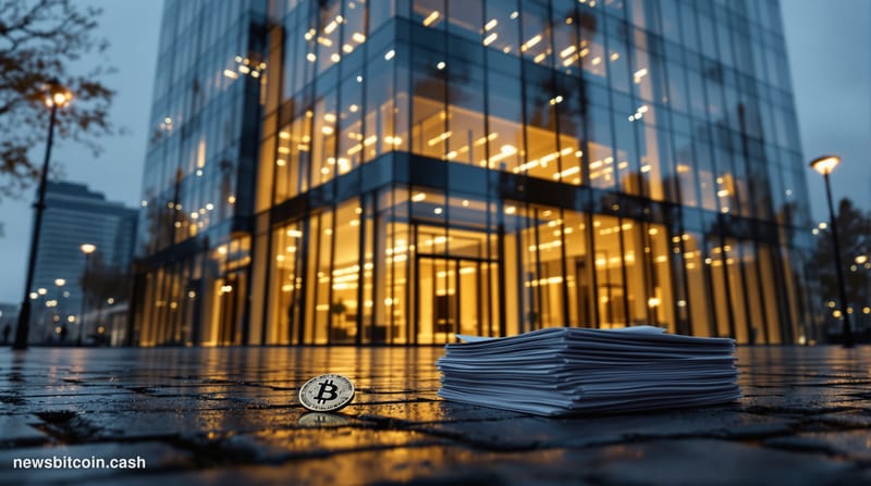 Cinematic photorealistic editorial photograph of the Financial Conduct Authority's London headquarters at 12 Endeavour Square