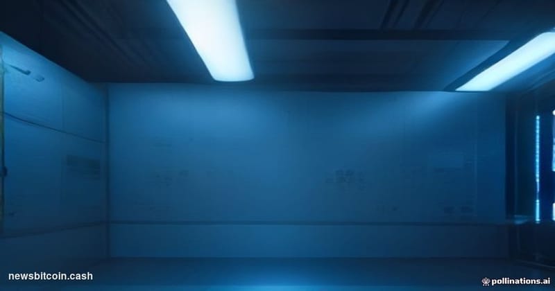 Cinematic photorealistic editorial photograph of a sleek, dimly lit research laboratory interior, foreground dominated by a g