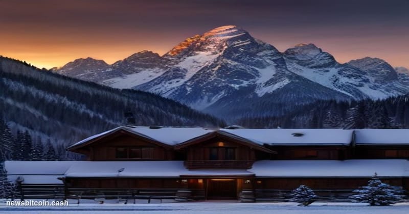Cinematic photorealistic editorial photograph of the Jackson Hole Economic Symposium venue in the Grand Teton National Park, 