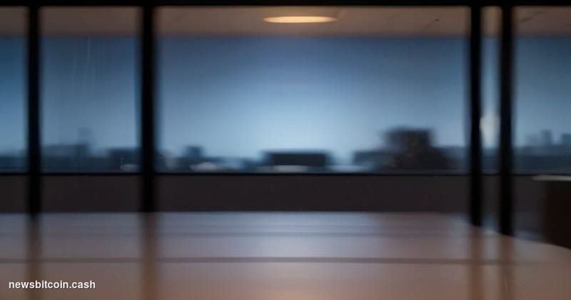 A cinematic photorealistic editorial photograph set in a dramatic Silicon Valley tech corridor at dusk, shallow depth of fiel
