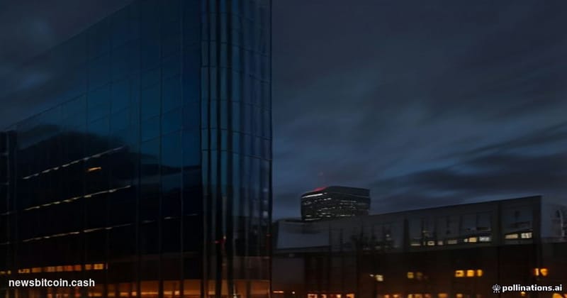 Cinematic photorealistic editorial photograph of the Amazon Seattle headquarters campus at night, the iconic Day One building
