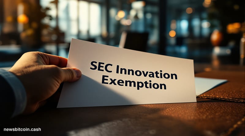 A cinematic photorealistic editorial photograph of the SEC headquarters building in Washington DC at dusk, with warm golden l
