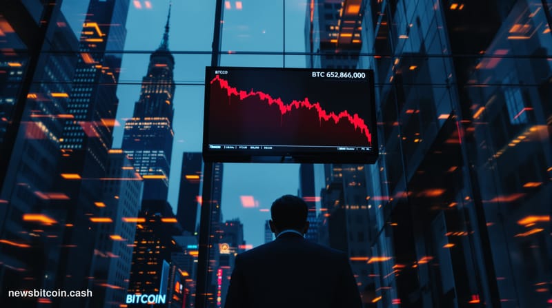 Cinematic photorealistic editorial photograph of a Wall Street trading floor seen through floor-to-ceiling glass, shot from a
