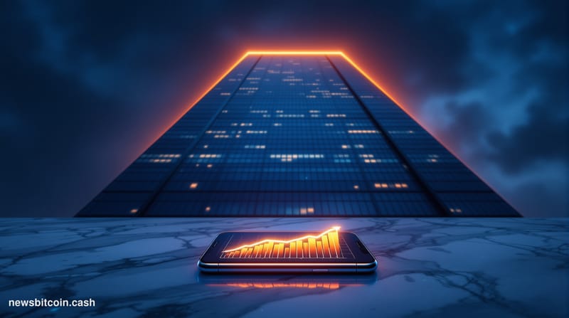 A cinematic photorealistic editorial photograph shot at a dramatic low angle looking upward at a towering glass-and-steel sky