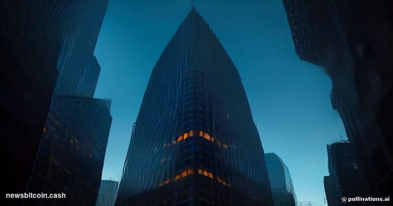 Cinematic photorealistic editorial photograph of BlackRock's Manhattan headquarters at 50 Hudson Yards, shot from street leve