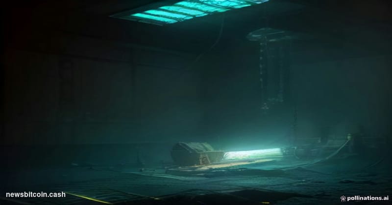 Cinematic photorealistic editorial photograph of a high-density immersion mining tank facility shot from a low angle, dramati