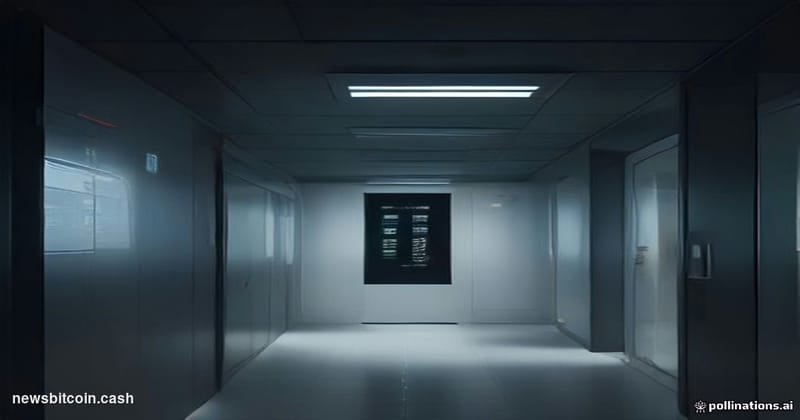 A cinematic photorealistic editorial photograph set inside a dimly lit, high-stakes trading environment reminiscent of a fina