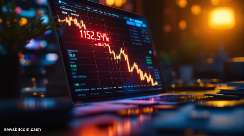 A dramatic cinematic photorealistic editorial photograph showing a massive electronic trading floor or financial district at 