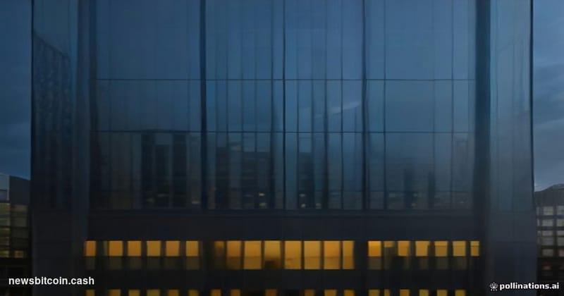 Cinematic photorealistic editorial photograph of the European Banking Authority's Frankfurt financial district headquarters a