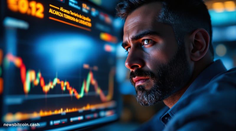 A dramatic cinematic photorealistic editorial photograph showing a massive electronic trading floor or financial district at 