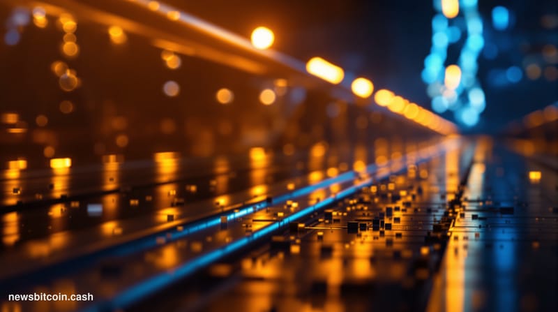 A cinematic photorealistic editorial photograph of a damaged or partially collapsed modern bridge spanning across a dark chas