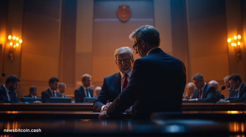A cinematic photorealistic editorial photograph of the United States Capitol building's Senate chamber entrance, shot from a 