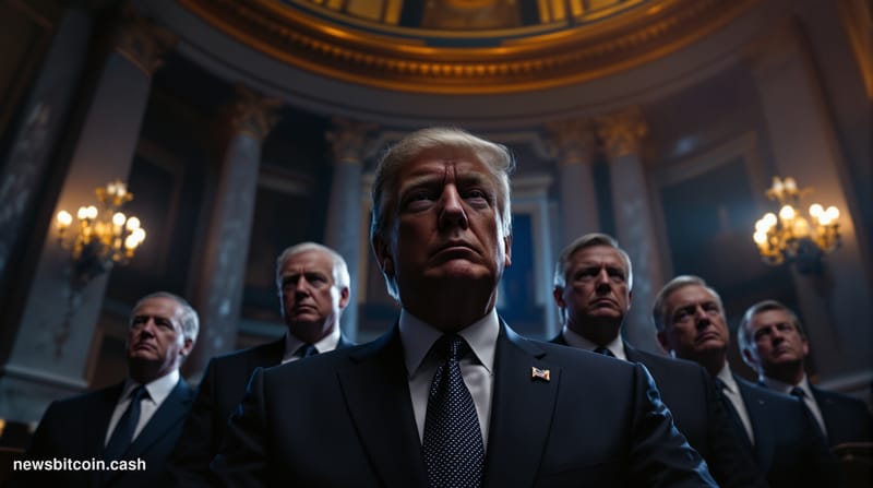 A cinematic photorealistic editorial photograph of the United States Capitol building's Senate chamber entrance, shot from a 
