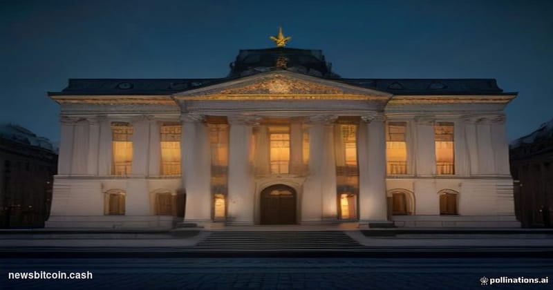 Cinematic photorealistic editorial photograph of the Bank of Russia's imposing neoclassical headquarters building on Neglinna