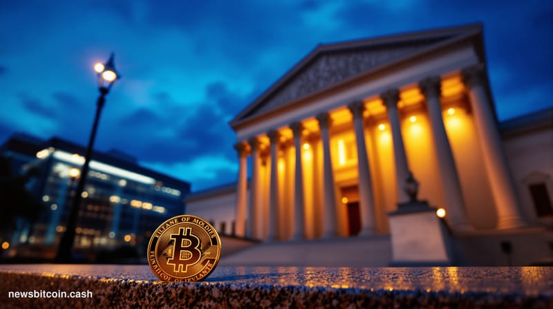 Cinematic photorealistic editorial photograph of the U.S. Securities and Exchange Commission headquarters in Washington D.C.,