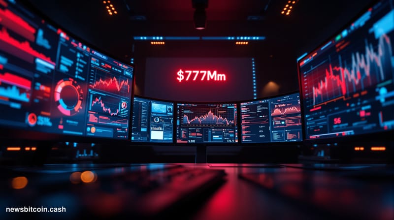 Cinematic photorealistic editorial photograph of a dimly lit cybersecurity operations center, shot from a low angle looking u