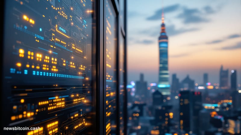 Cinematic photorealistic editorial photograph of the Seoul financial district skyline at dusk, with the iconic Lotte World To