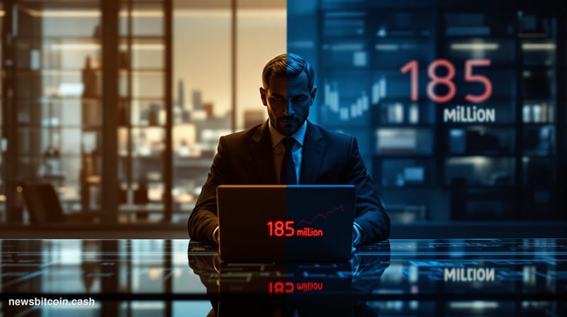 A cinematic photorealistic editorial photograph of a modern corporate headquarters building at dusk, with warm golden light e