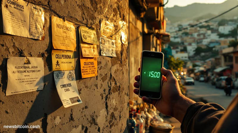 A cinematic photorealistic editorial photograph shot at street level in Caracas, Venezuela, with a dramatic late-afternoon go